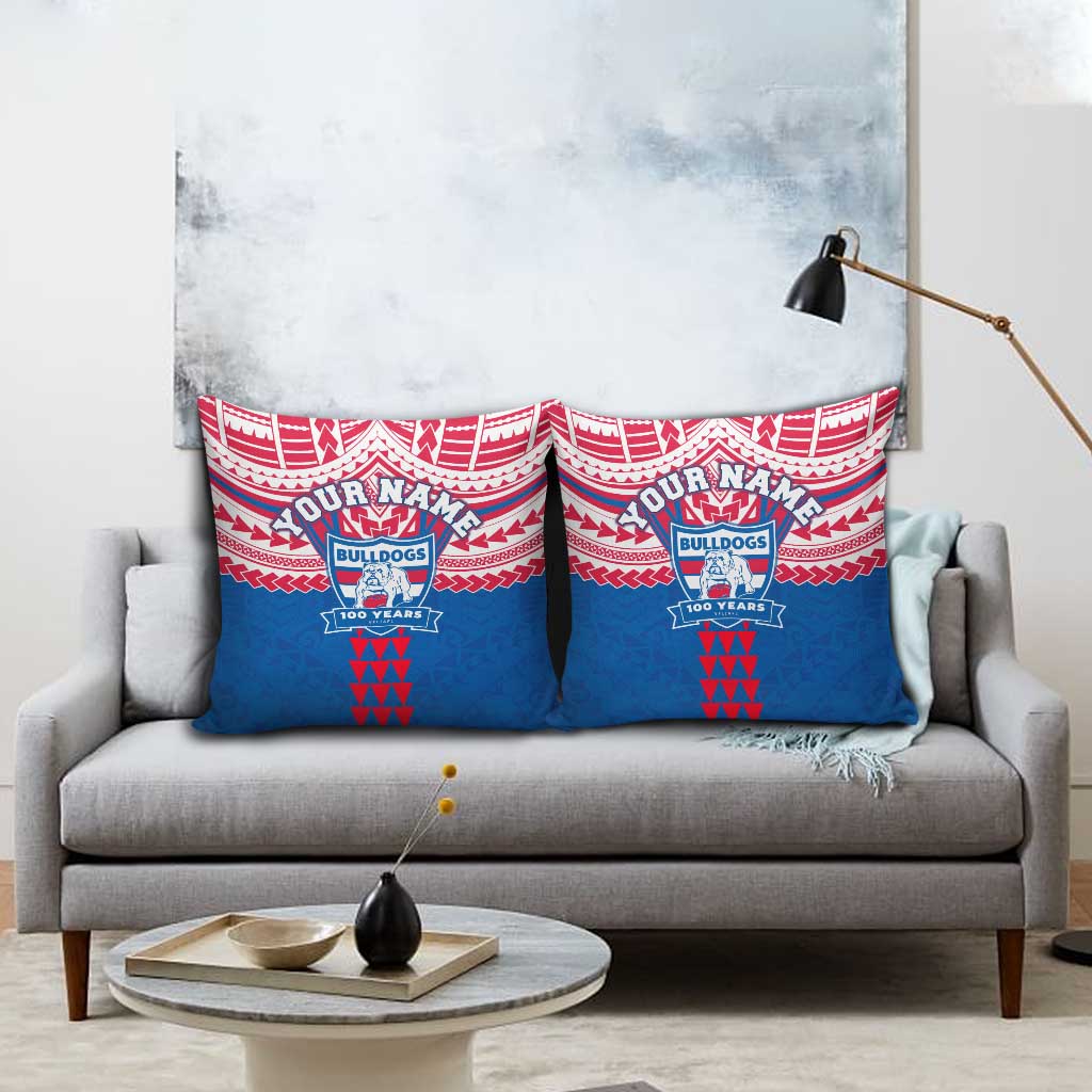 Personalized Western Bulldogs Pillow Cover Polynesian Tribal Pattern Heritage Football