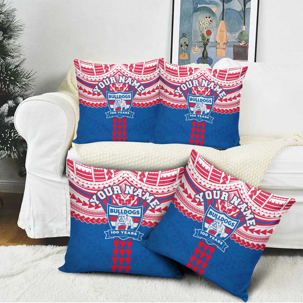 Personalized Western Bulldogs Pillow Cover Polynesian Tribal Pattern Heritage Football