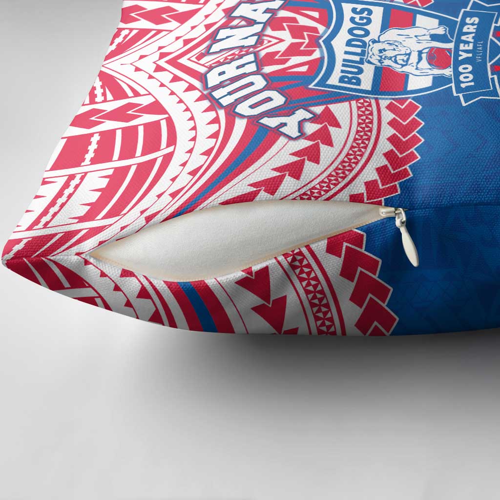 Personalized Western Bulldogs Pillow Cover Polynesian Tribal Pattern Heritage Football