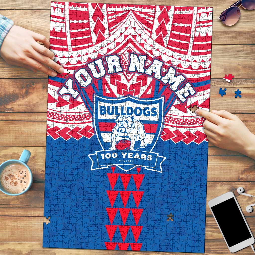 Personalized Western Bulldogs Puzzle Polynesian Tribal Pattern Heritage Football
