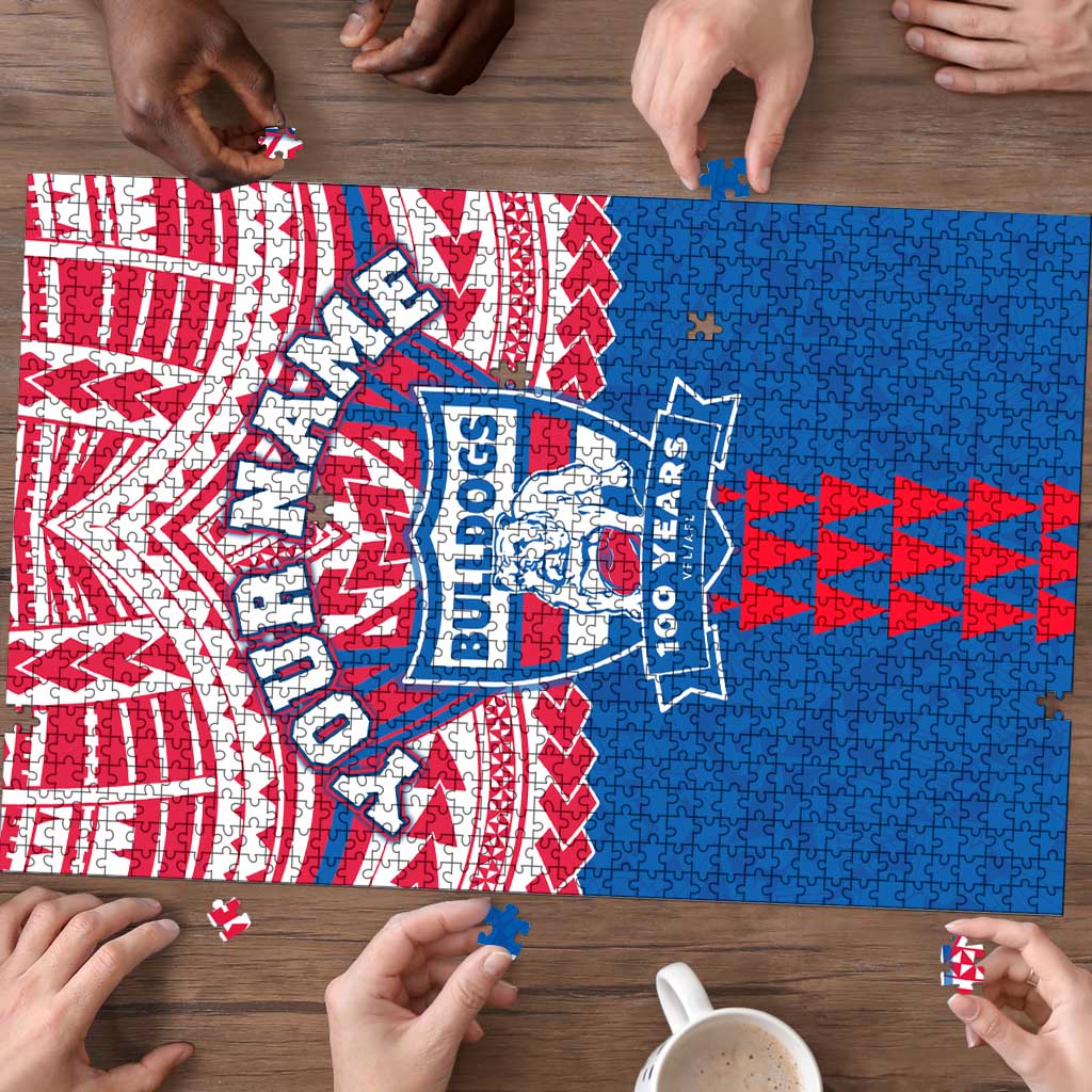Personalized Western Bulldogs Puzzle Polynesian Tribal Pattern Heritage Football