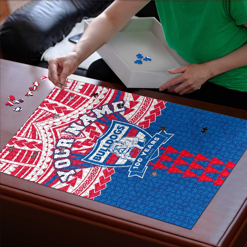 Personalized Western Bulldogs Puzzle Polynesian Tribal Pattern Heritage Football