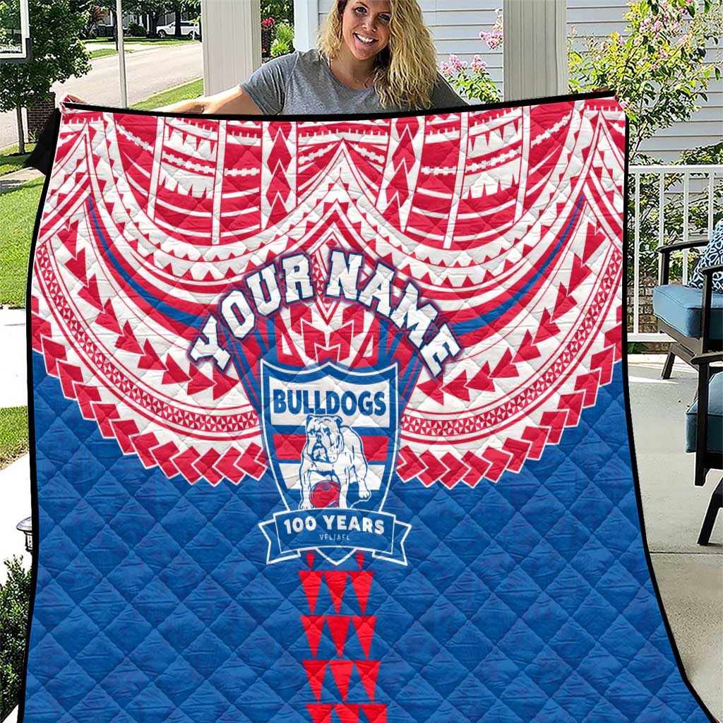 Personalized Western Bulldogs Quilt Polynesian Tribal Pattern Heritage Football