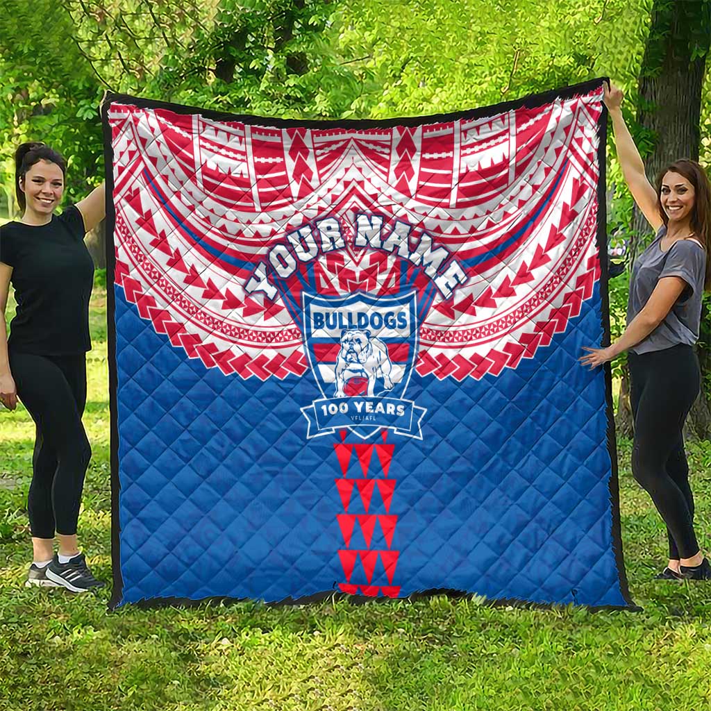Personalized Western Bulldogs Quilt Polynesian Tribal Pattern Heritage Football