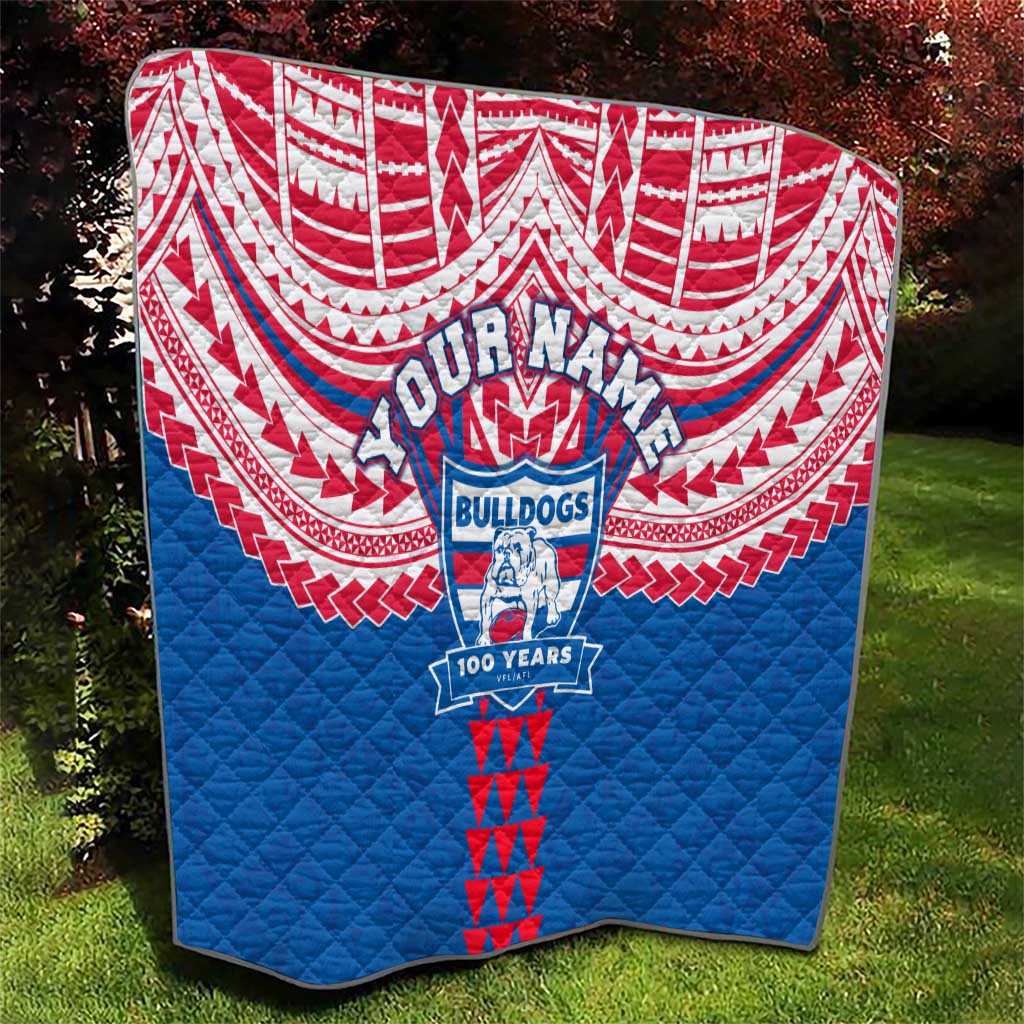 Personalized Western Bulldogs Quilt Polynesian Tribal Pattern Heritage Football