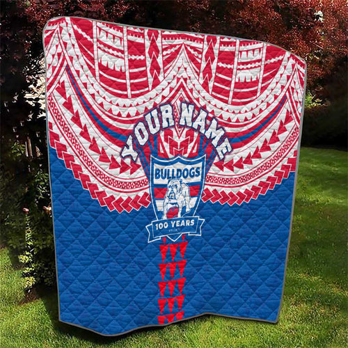 Personalized Western Bulldogs Quilt Polynesian Tribal Pattern Heritage Football