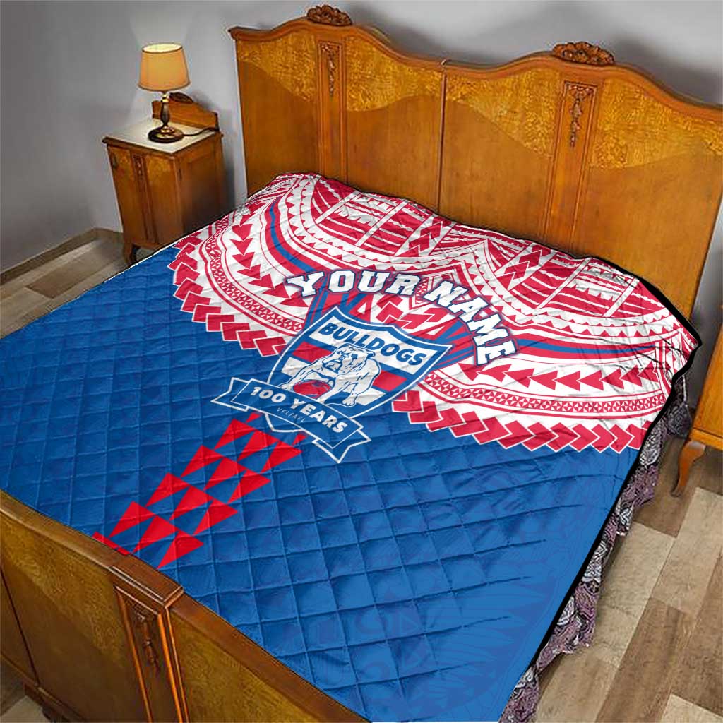 Personalized Western Bulldogs Quilt Polynesian Tribal Pattern Heritage Football
