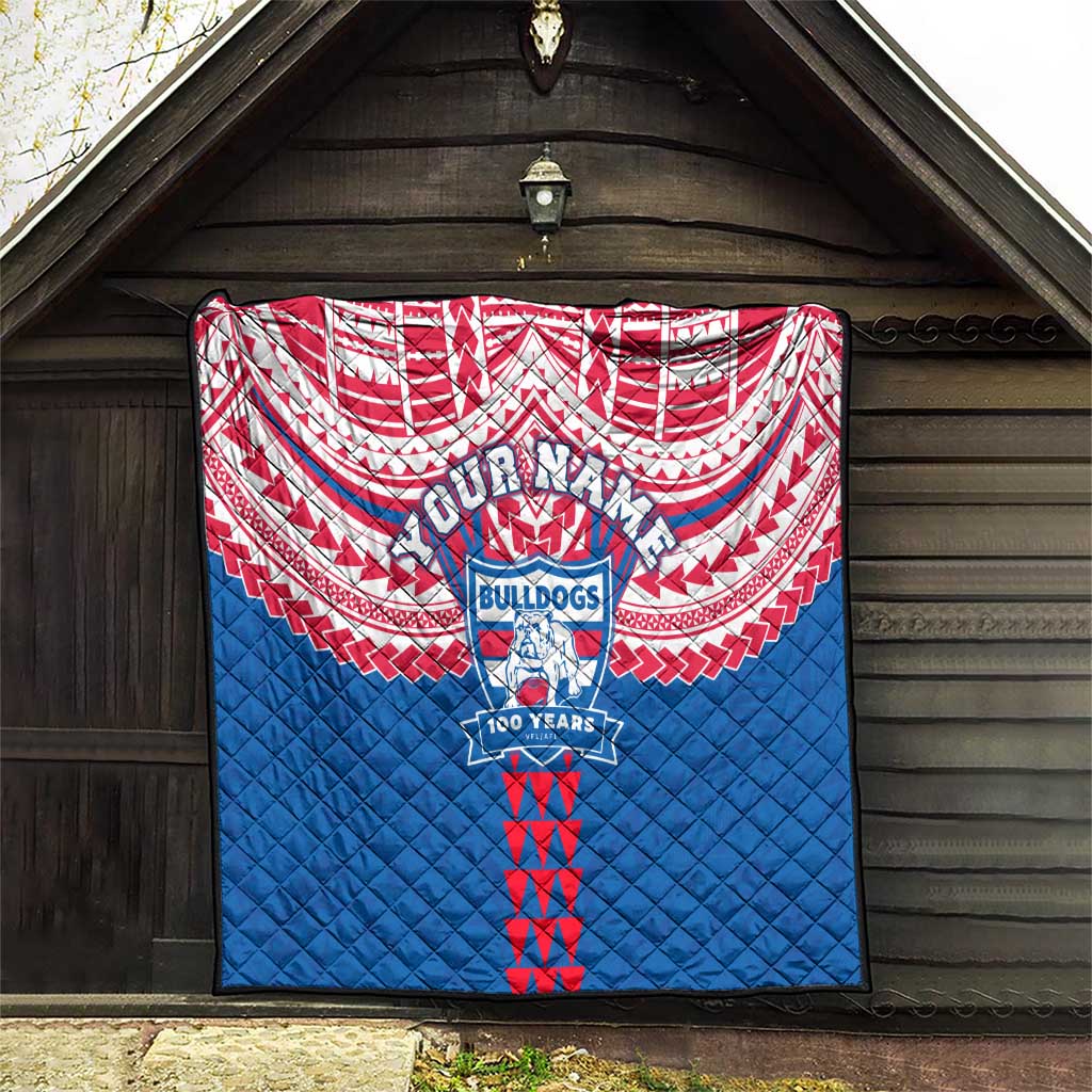 Personalized Western Bulldogs Quilt Polynesian Tribal Pattern Heritage Football