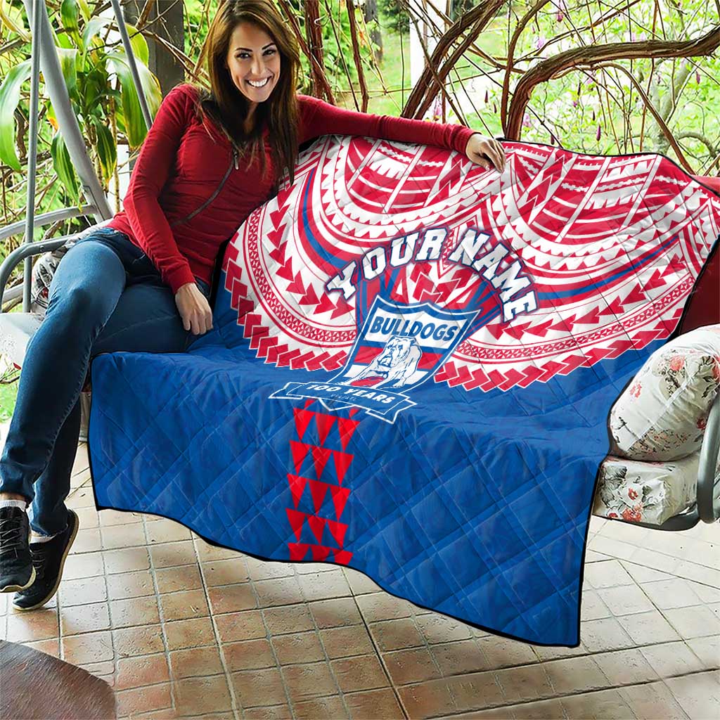 Personalized Western Bulldogs Quilt Polynesian Tribal Pattern Heritage Football