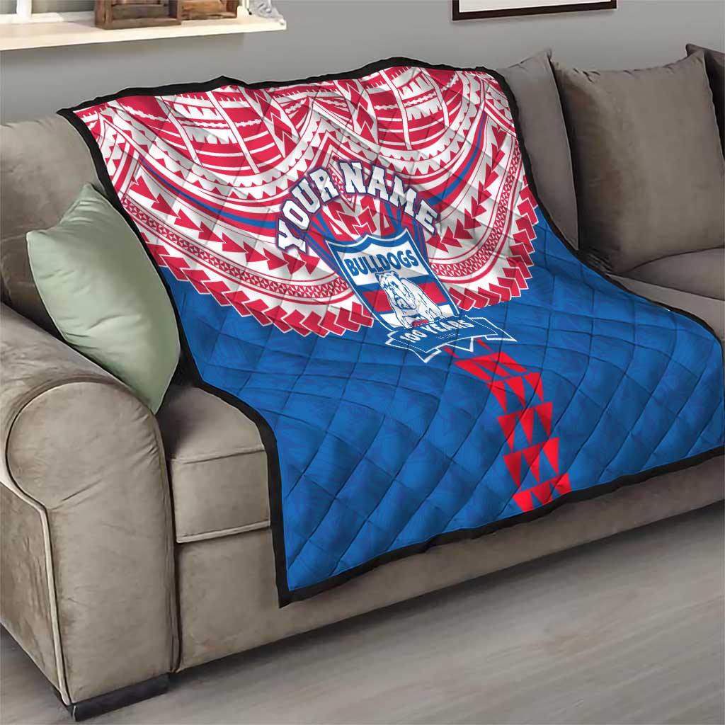 Personalized Western Bulldogs Quilt Polynesian Tribal Pattern Heritage Football