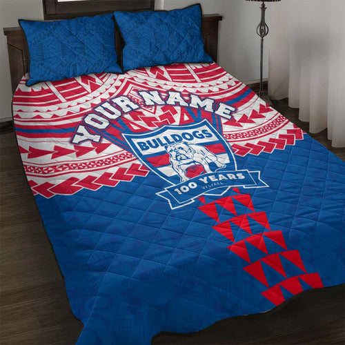 Personalized Western Bulldogs Quilt Bed Set Polynesian Tribal Pattern Heritage Football