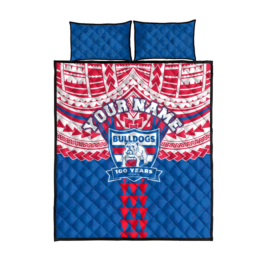 Personalized Western Bulldogs Quilt Bed Set Polynesian Tribal Pattern Heritage Football