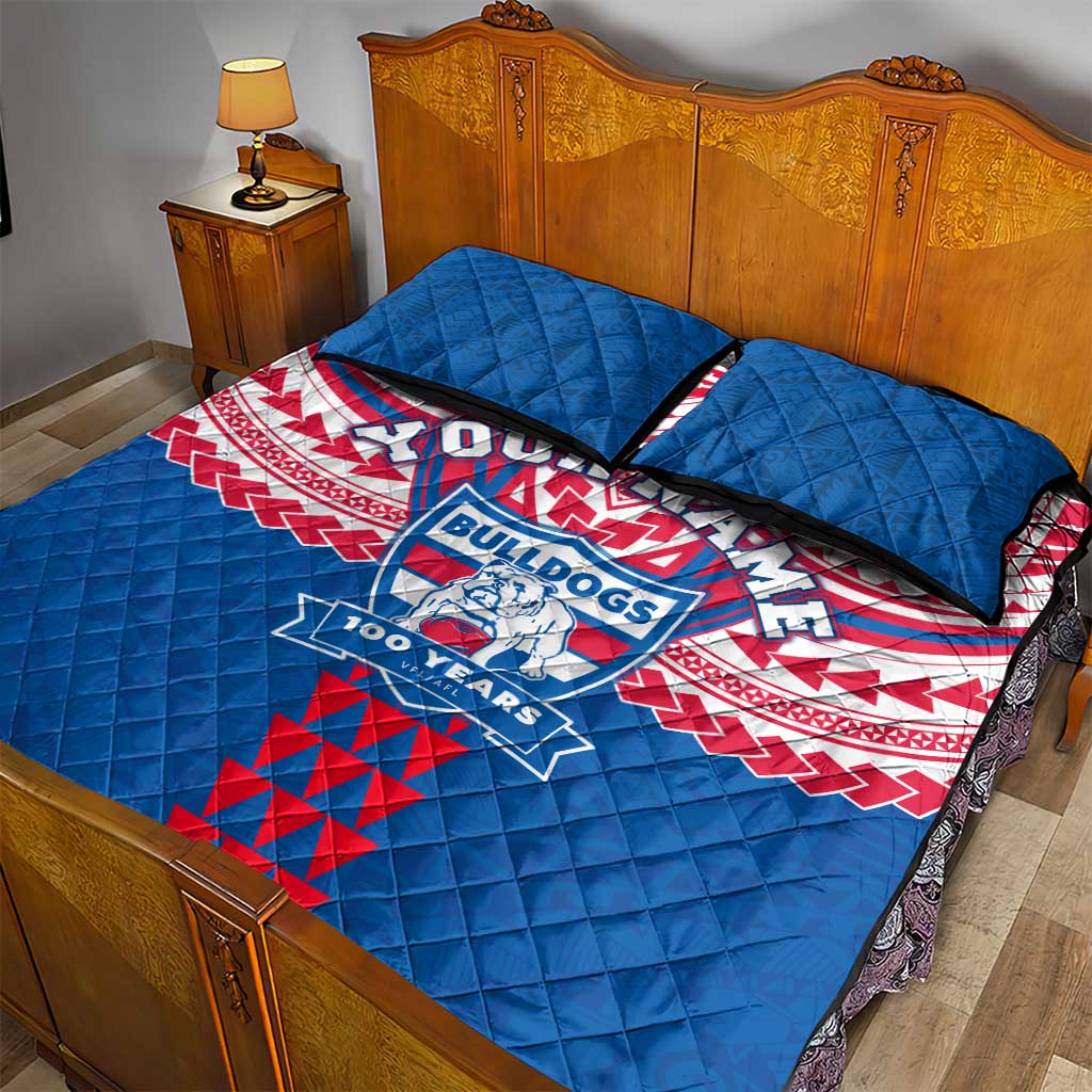 Personalized Western Bulldogs Quilt Bed Set Polynesian Tribal Pattern Heritage Football