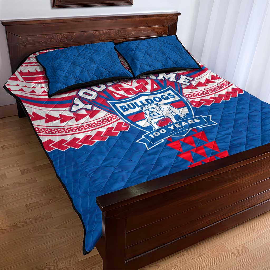Personalized Western Bulldogs Quilt Bed Set Polynesian Tribal Pattern Heritage Football