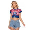 Personalized Western Bulldogs Raglan Cropped T Shirt Polynesian Tribal Pattern Heritage Football