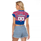 Personalized Western Bulldogs Raglan Cropped T Shirt Polynesian Tribal Pattern Heritage Football