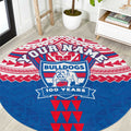 Personalized Western Bulldogs Round Carpet Polynesian Tribal Pattern Heritage Football