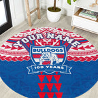 Personalized Western Bulldogs Round Carpet Polynesian Tribal Pattern Heritage Football