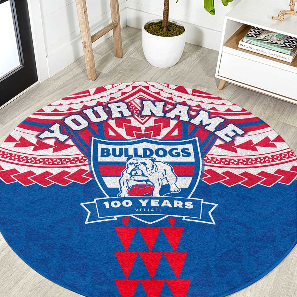 Personalized Western Bulldogs Round Carpet Polynesian Tribal Pattern Heritage Football