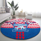 Personalized Western Bulldogs Round Carpet Polynesian Tribal Pattern Heritage Football