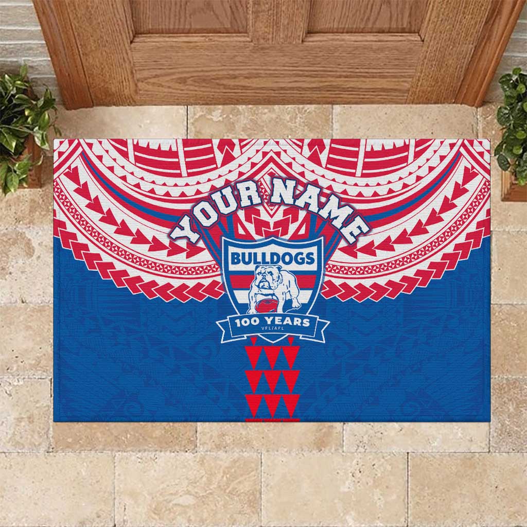 Personalized Western Bulldogs Rubber Doormat Polynesian Tribal Pattern Heritage Football