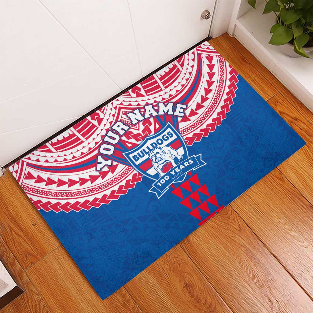 Personalized Western Bulldogs Rubber Doormat Polynesian Tribal Pattern Heritage Football