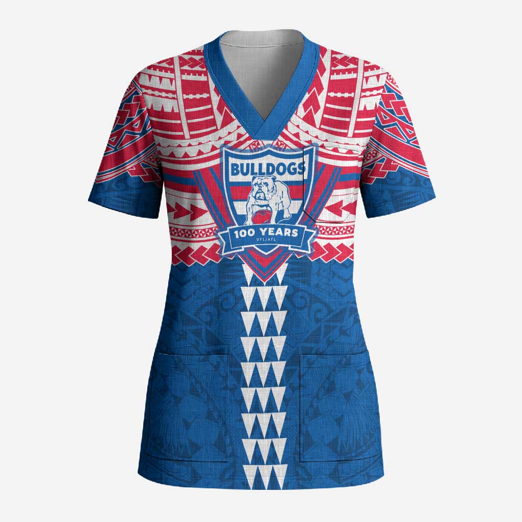 Personalized Western Bulldogs Scrub Top Polynesian Tribal Pattern Heritage Football