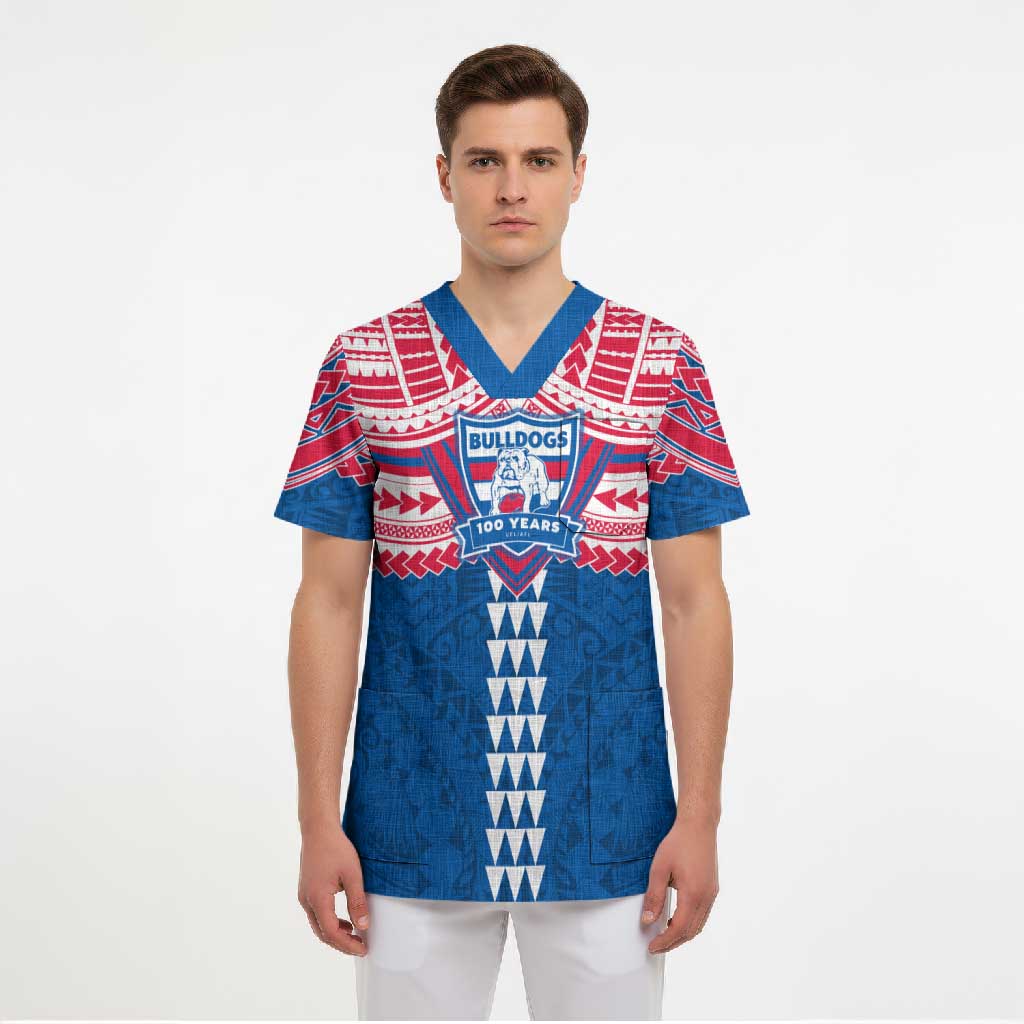 Personalized Western Bulldogs Scrub Top Polynesian Tribal Pattern Heritage Football