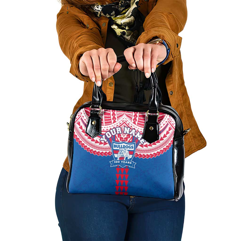 Personalized Western Bulldogs Shoulder Handbag Polynesian Tribal Pattern Heritage Football