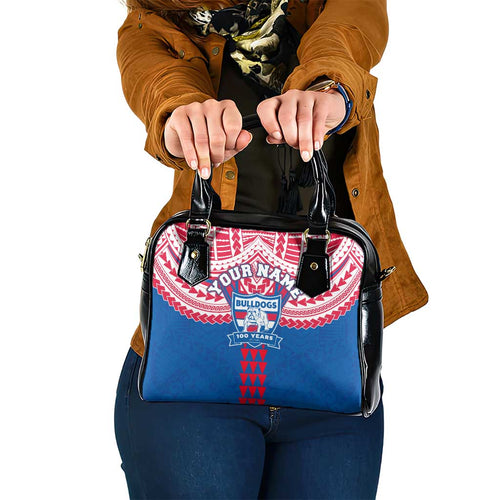 Personalized Western Bulldogs Shoulder Handbag Polynesian Tribal Pattern Heritage Football