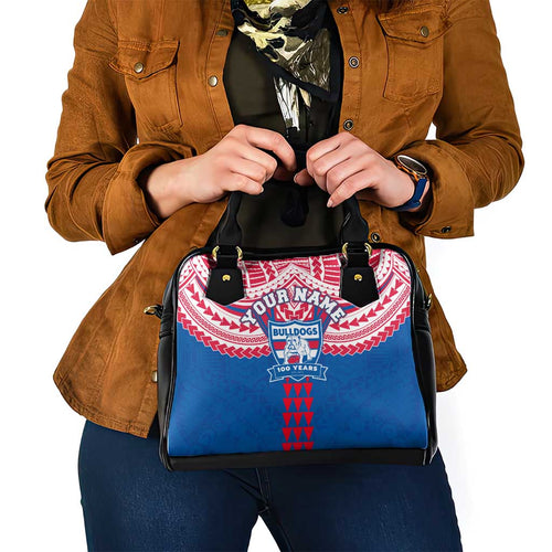 Personalized Western Bulldogs Shoulder Handbag Polynesian Tribal Pattern Heritage Football