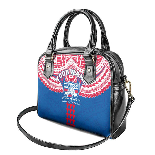 Personalized Western Bulldogs Shoulder Handbag Polynesian Tribal Pattern Heritage Football
