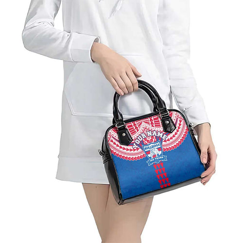 Personalized Western Bulldogs Shoulder Handbag Polynesian Tribal Pattern Heritage Football