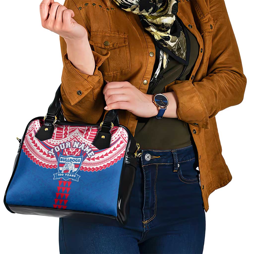 Personalized Western Bulldogs Shoulder Handbag Polynesian Tribal Pattern Heritage Football