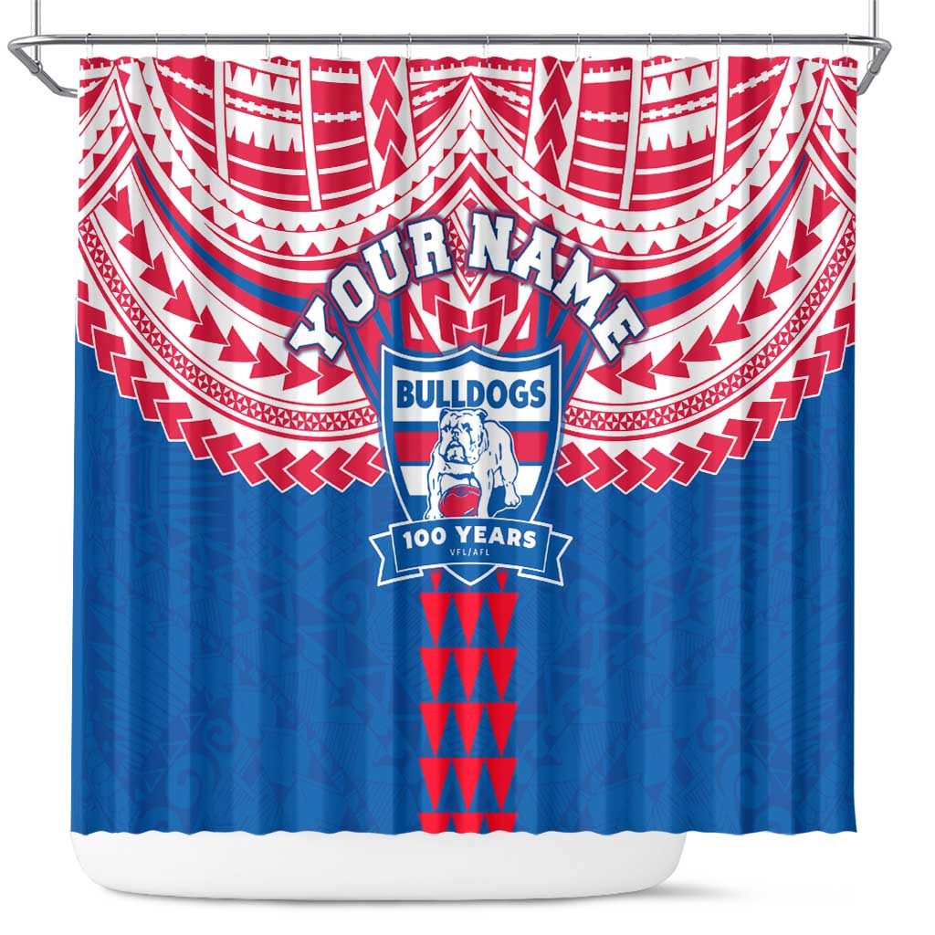 Personalized Western Bulldogs Shower Curtain Polynesian Tribal Pattern Heritage Football