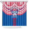Personalized Western Bulldogs Shower Curtain Polynesian Tribal Pattern Heritage Football