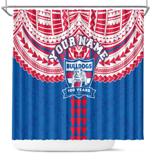 Personalized Western Bulldogs Shower Curtain Polynesian Tribal Pattern Heritage Football