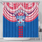 Personalized Western Bulldogs Shower Curtain Polynesian Tribal Pattern Heritage Football