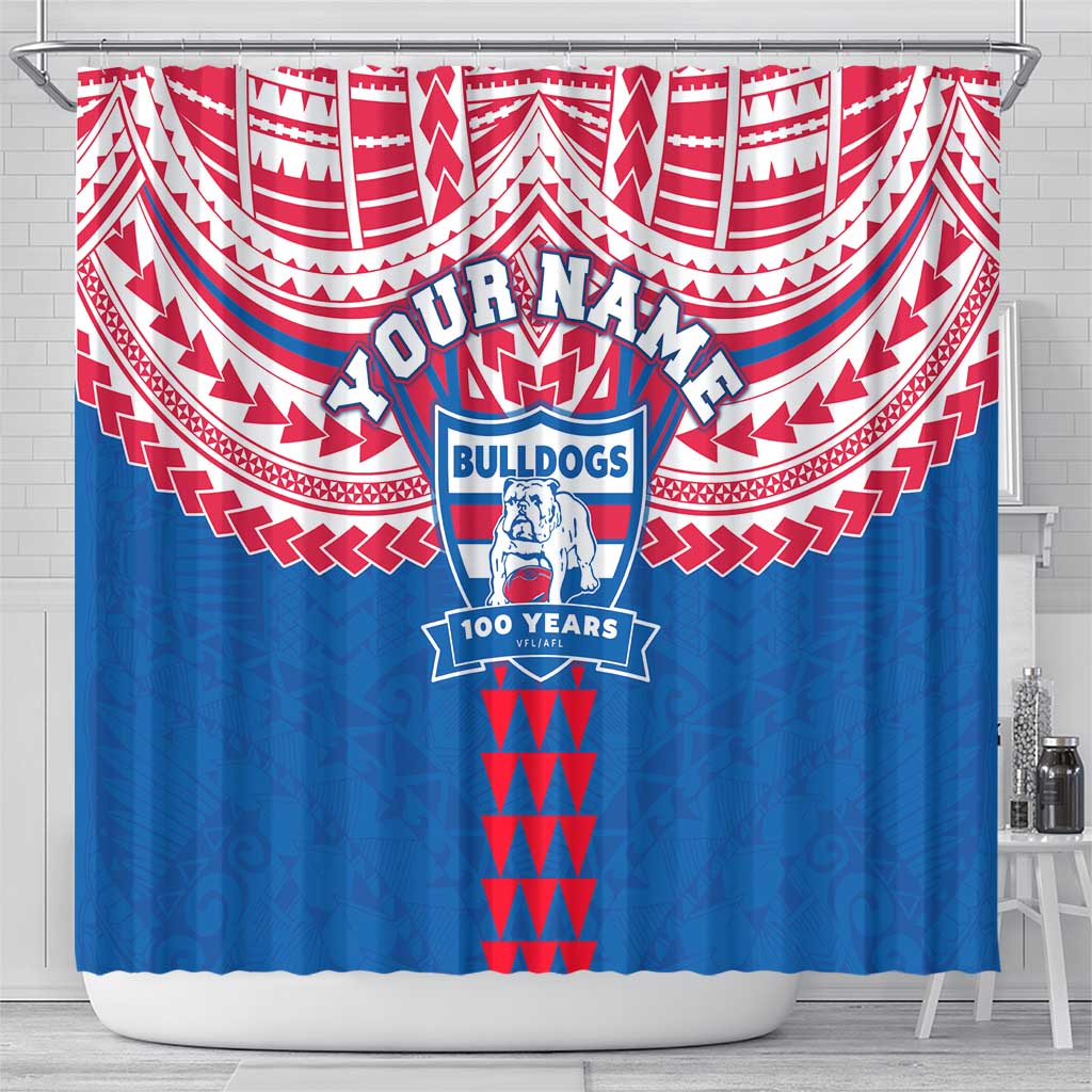 Personalized Western Bulldogs Shower Curtain Polynesian Tribal Pattern Heritage Football