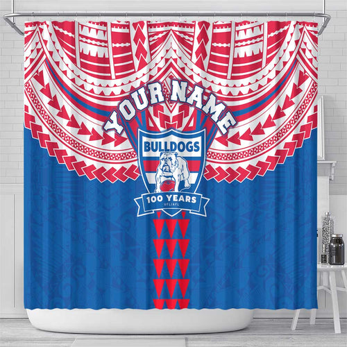 Personalized Western Bulldogs Shower Curtain Polynesian Tribal Pattern Heritage Football