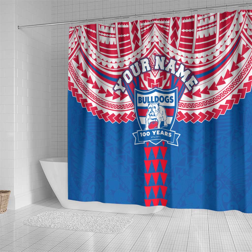 Personalized Western Bulldogs Shower Curtain Polynesian Tribal Pattern Heritage Football