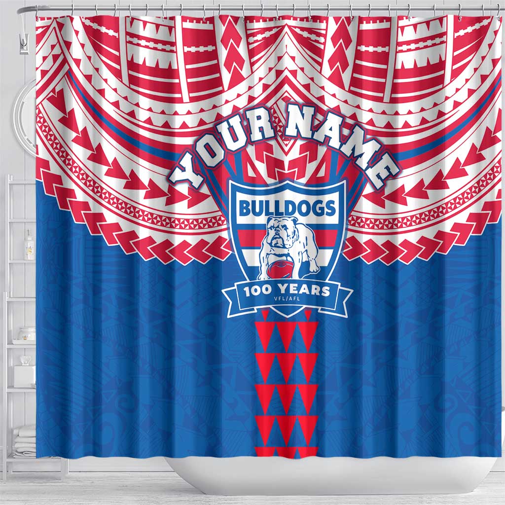 Personalized Western Bulldogs Shower Curtain Polynesian Tribal Pattern Heritage Football