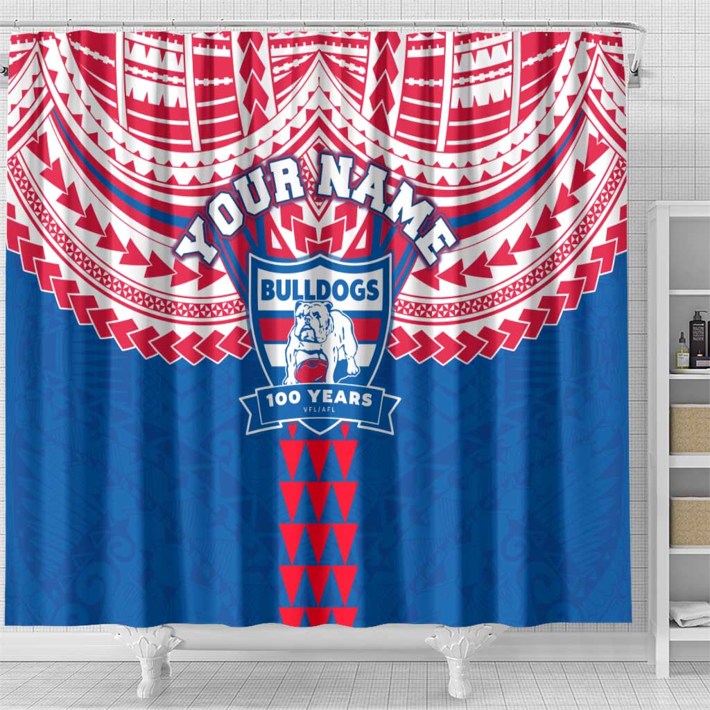 Personalized Western Bulldogs Shower Curtain Polynesian Tribal Pattern Heritage Football
