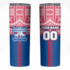 Personalized Western Bulldogs Skinny Tumbler Polynesian Tribal Pattern Heritage Football
