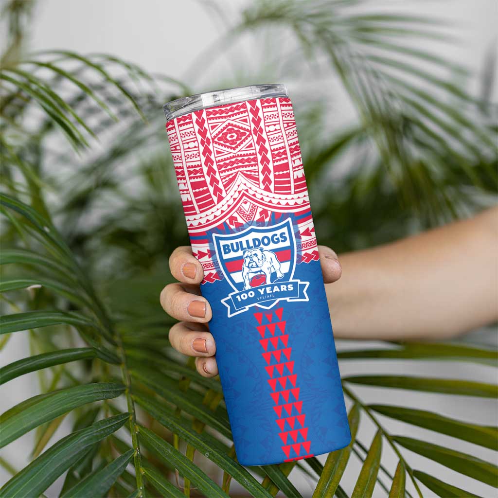 Personalized Western Bulldogs Skinny Tumbler Polynesian Tribal Pattern Heritage Football