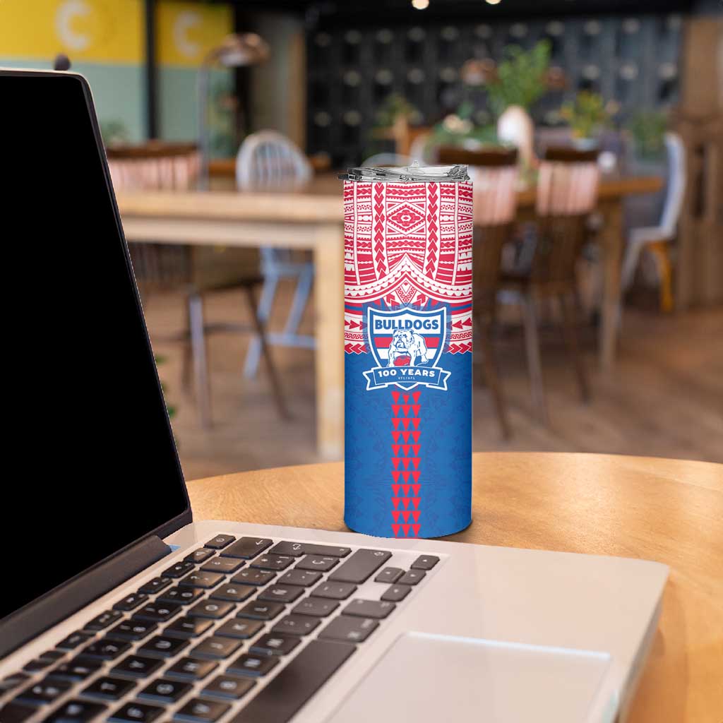 Personalized Western Bulldogs Skinny Tumbler Polynesian Tribal Pattern Heritage Football