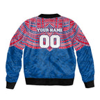 Personalized Western Bulldogs Sleeve Zip Bomber Jacket Polynesian Tribal Pattern Heritage Football