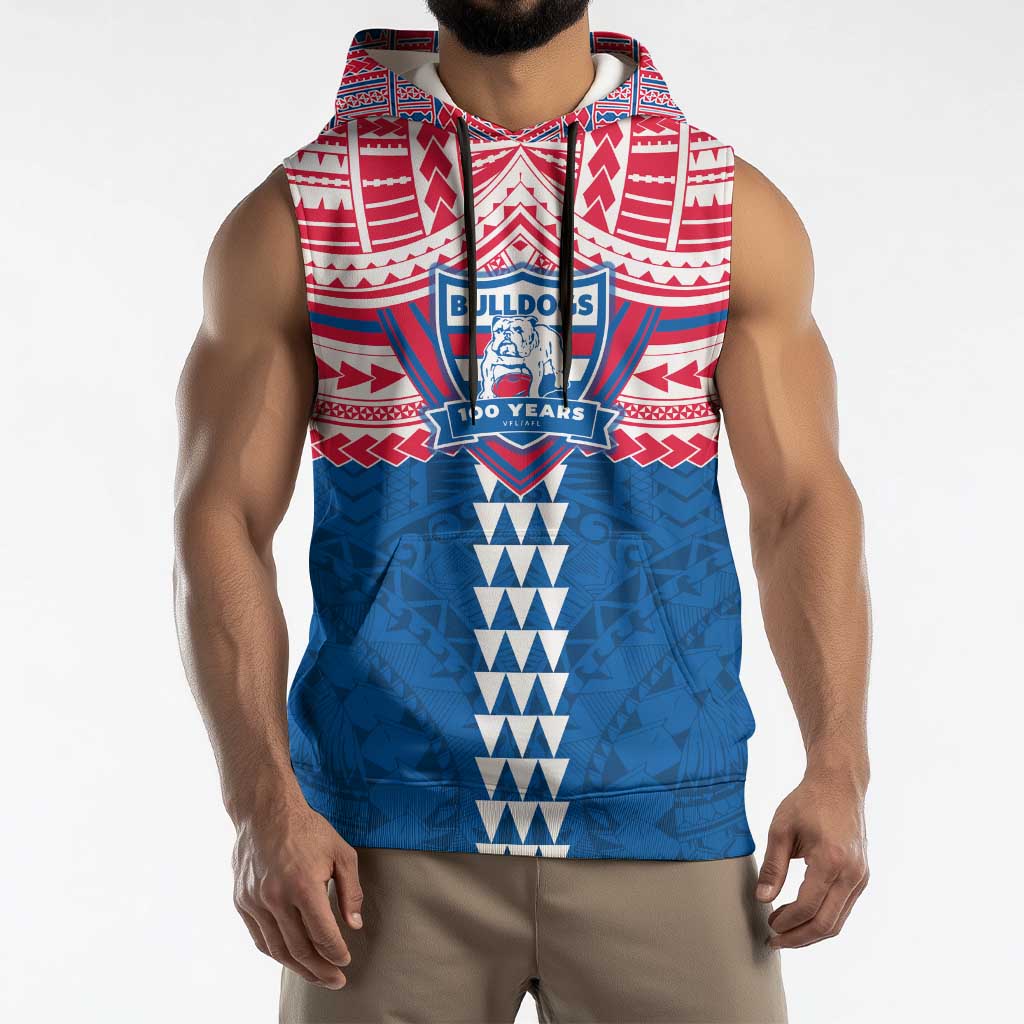 Personalized Western Bulldogs Sleeveless Hoodie Polynesian Tribal Pattern Heritage Football