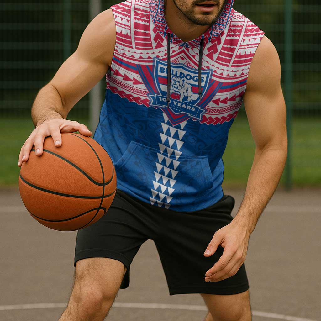 Personalized Western Bulldogs Sleeveless Hoodie Polynesian Tribal Pattern Heritage Football
