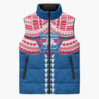 Personalized Western Bulldogs Sleeveless Puffer Jacket Polynesian Tribal Pattern Heritage Football